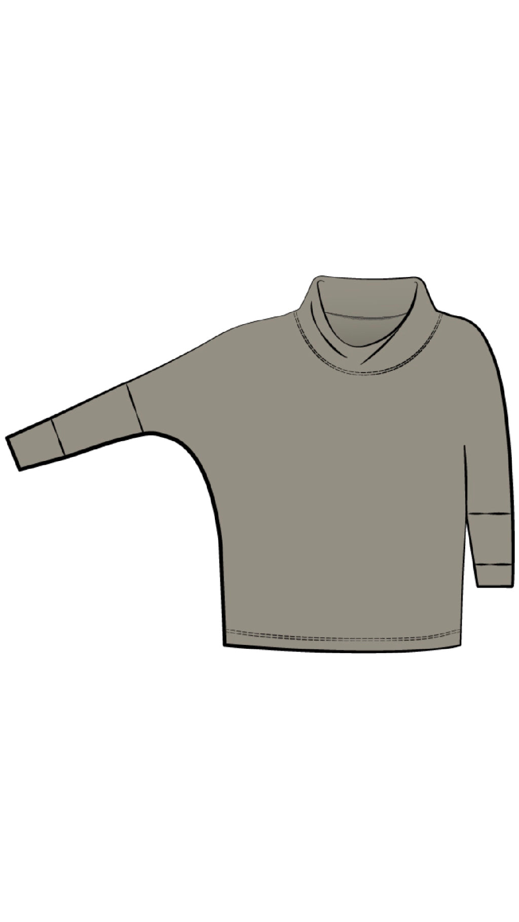 Slouch Sweat Shirt No Ties, 3/4 Sleeve (selected colours on sale)