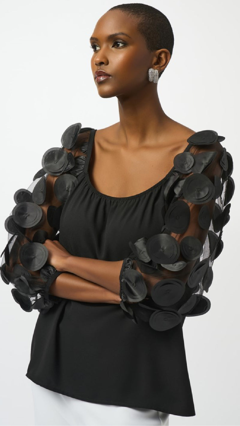 Joseph Ribkoff Silky Knit Top With 3D Dot Sleeves