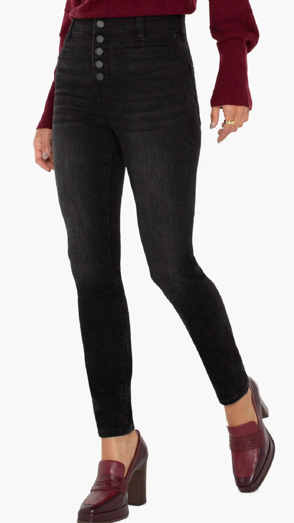 Abby Ankle Skinny, Button Fly w Welt Pockets