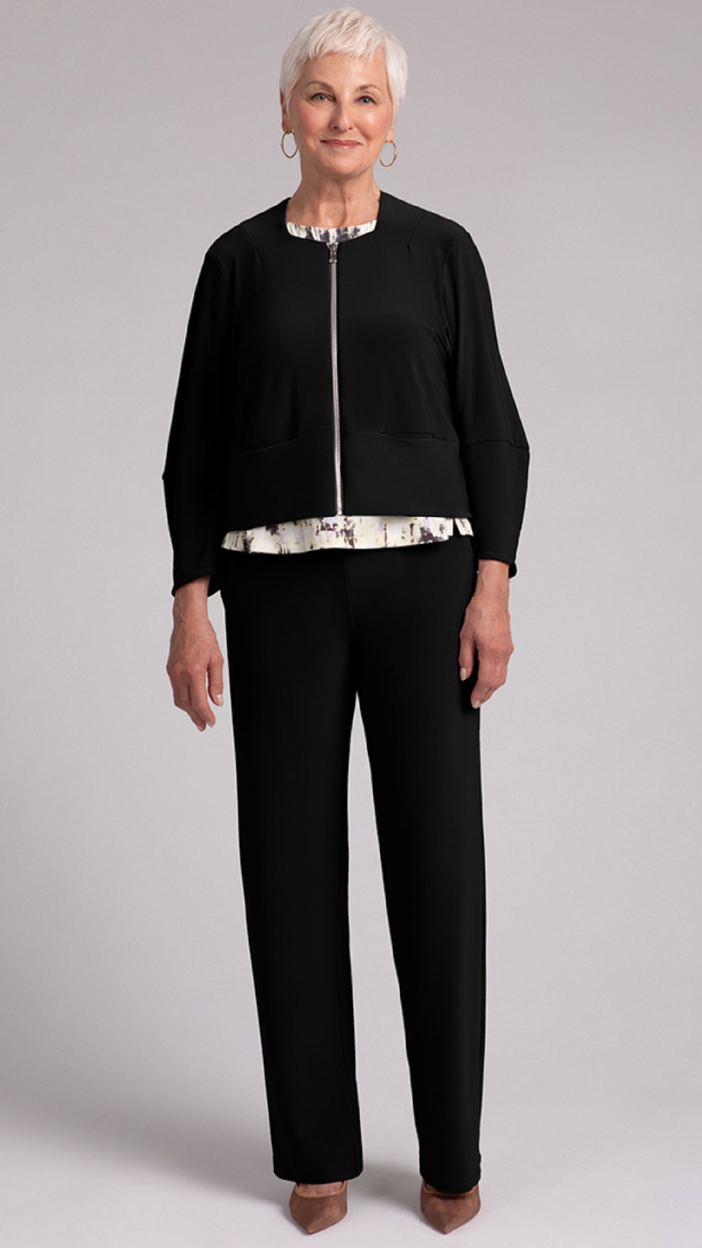 Cropped Lantern Jacket W/Zip Front (selected color on sale)