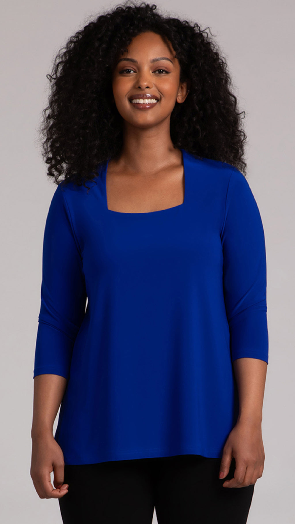 Square Neck Top, 3/4 Sleeve