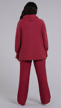 Bamboo Fleece Cowl Neck Pleat Sleeve top, Long Sleeve (Sale)