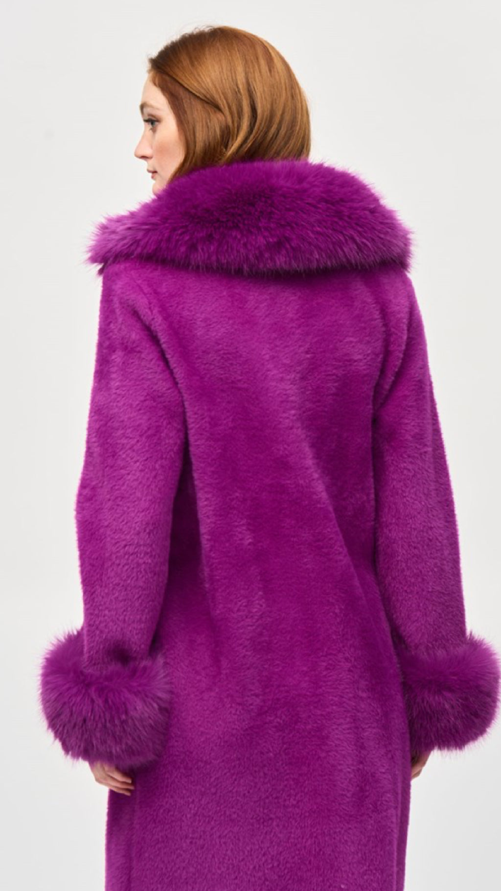 Joseph Ribkoff Feather Yarn and Faux Fur Sweater Coat (selected color on sale)