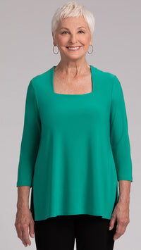 Square Neck Top, 3/4 Sleeve