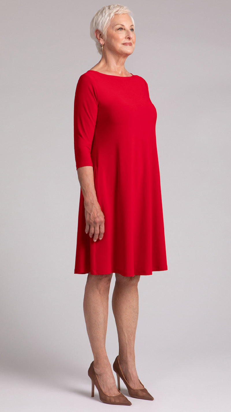 Nu Trapeze Dress, 3/4 Sleeve