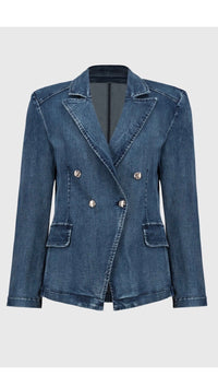 Joseph Ribkoff Double Breasted Stretch Denim Blazer