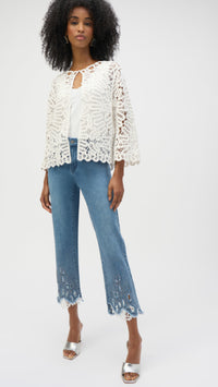 Joseph Ribkoff Crochet Sweater Knit Cover-Up