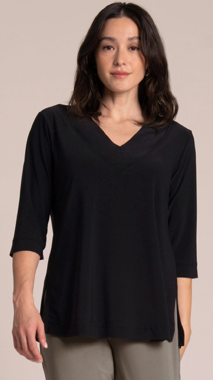 Splice V-Neck Go To Top, Elbow Sleeve