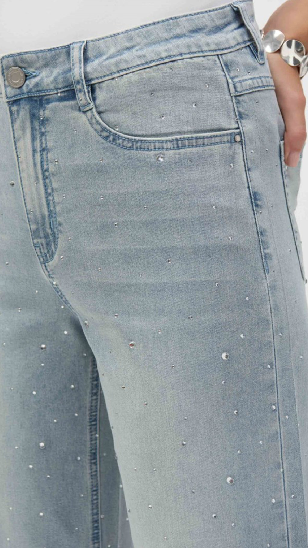 Joseph Ribkoff Classic Wide Leg Stretch Jeans with Crystals