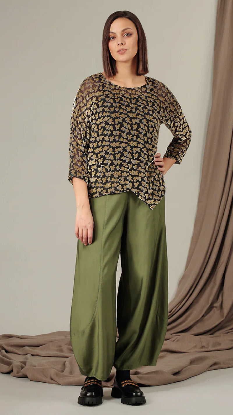 Loose Asymmetric Silk Velvet Blouse