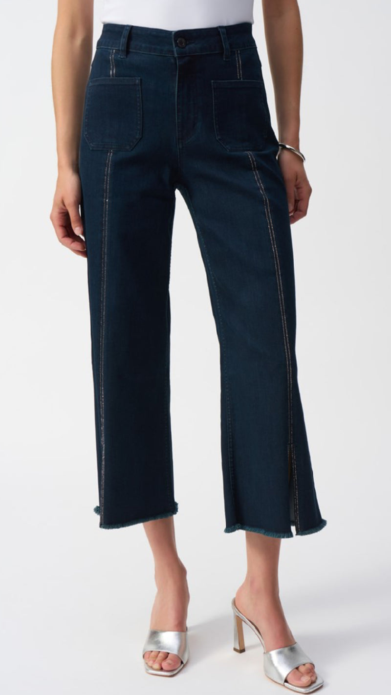 Culotte Jeans With Embellished Front Seam