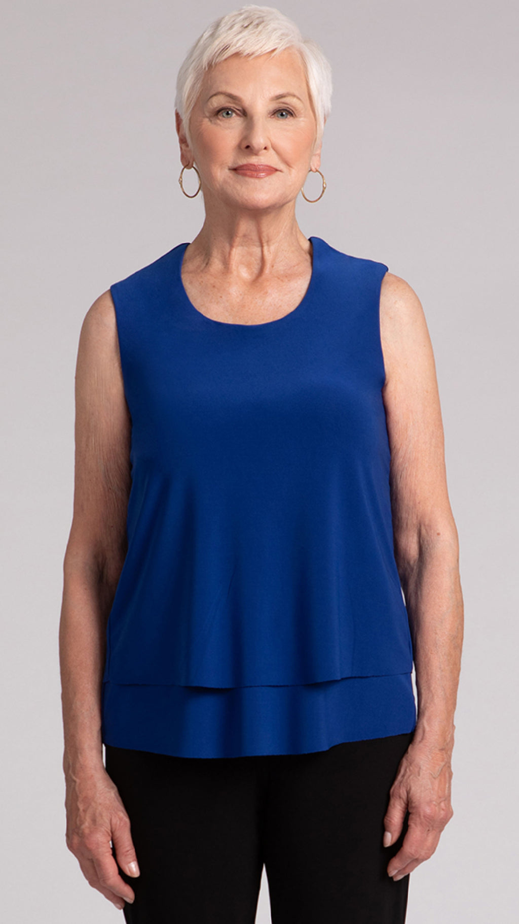 Sleeveless DBL Layer Shell with Jewel Neck (selected colours on sale)