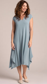 Splice V-Neck Dress, Cap Sleeve (Con’t…)