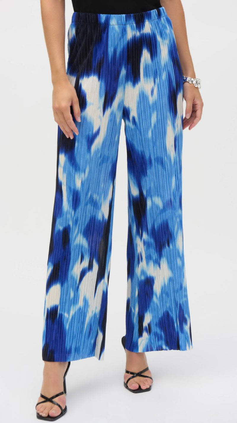 Joseph Ribkoff Pleated Novelty Tropical Print Wide-Leg Pants