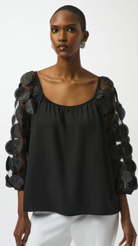 Joseph Ribkoff Silky Knit Top With 3D Dot Sleeves