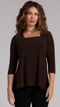 Square Neck Top, 3/4 Sleeve