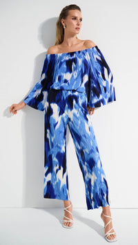 Joseph Ribkoff Pleated Novelty Tropical Print Wide-Leg Pants