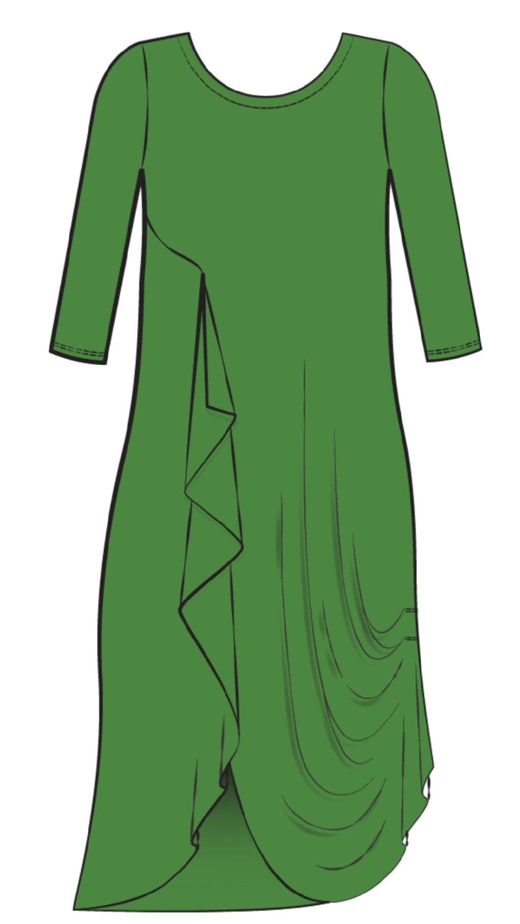 Drama Dress, 3/4 sleeve