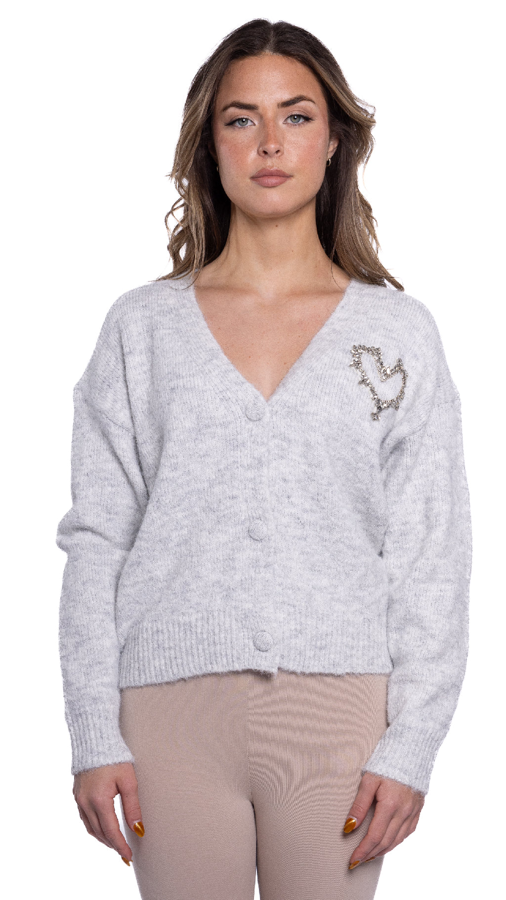 Sweater with rhinestone Heart Detail