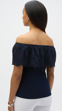 Joseph Ribkoff Silky Knit And Eyelet Lace Off-Shoulder Top