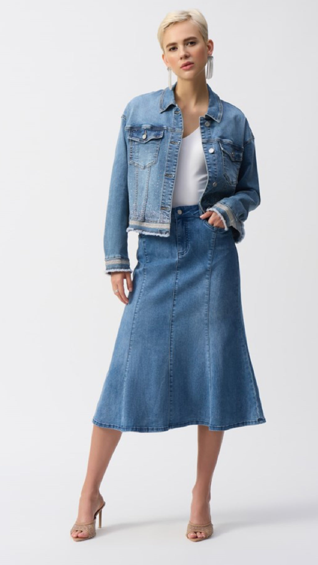 Joseph Ribkoff Stretch Denim Trumpet Skirt