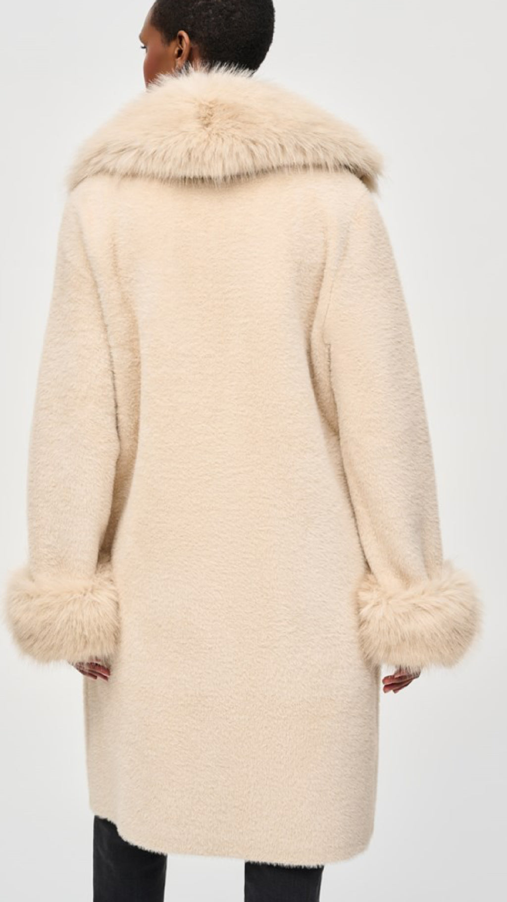 Joseph Ribkoff Feather Yarn and Faux Fur Sweater Coat (selected color on sale)