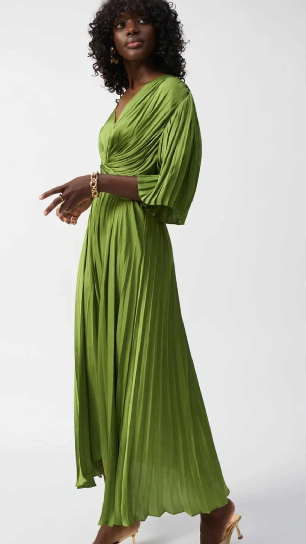 Joseph Ribkoff Pleated Satin Midi Dress