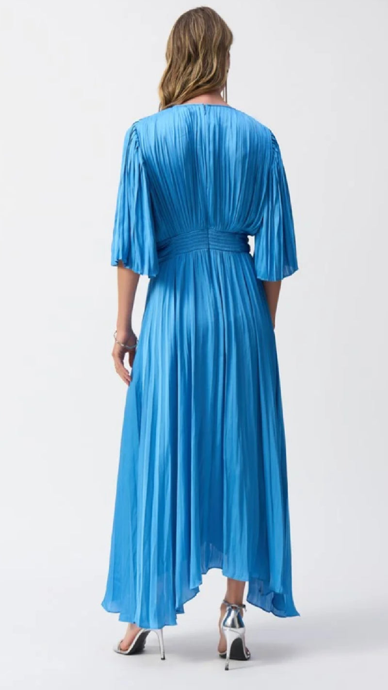 Joseph Ribkoff Pleated Satin Midi Dress