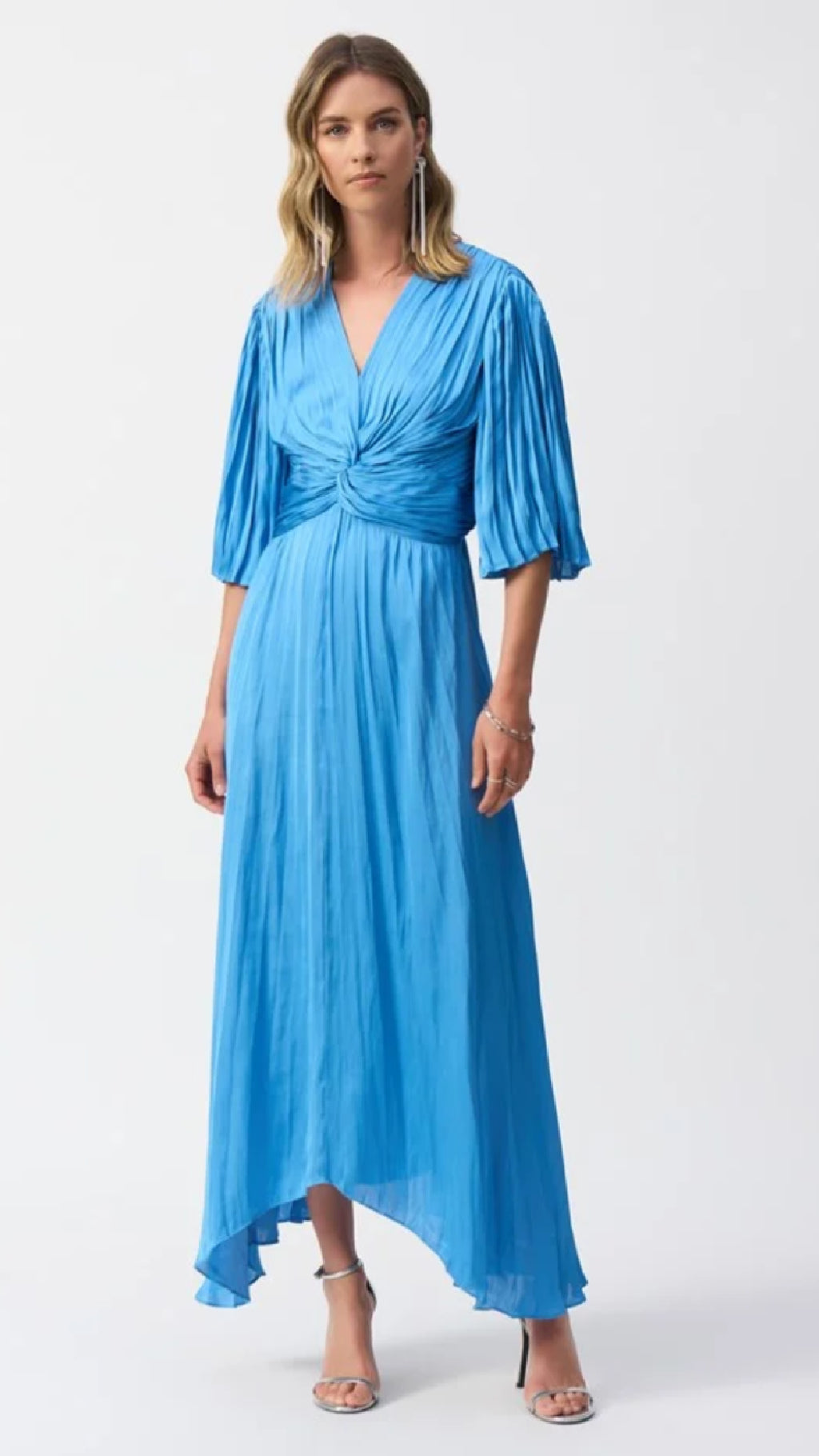 Joseph Ribkoff Pleated Satin Midi Dress