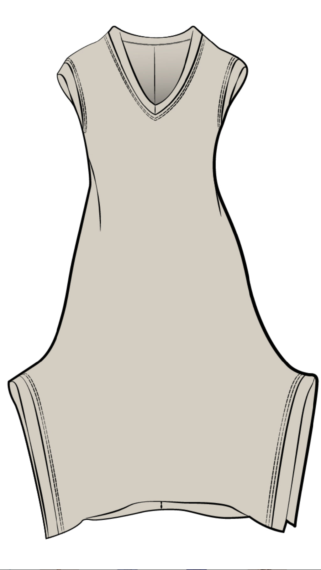 Splice V-Neck Dress, Cap Sleeve