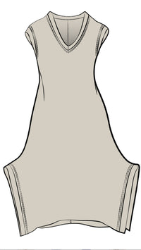 Splice V-Neck Dress, Cap Sleeve