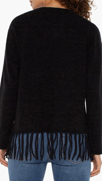 Long Sleeve Dolman Mock Neck With Fringe