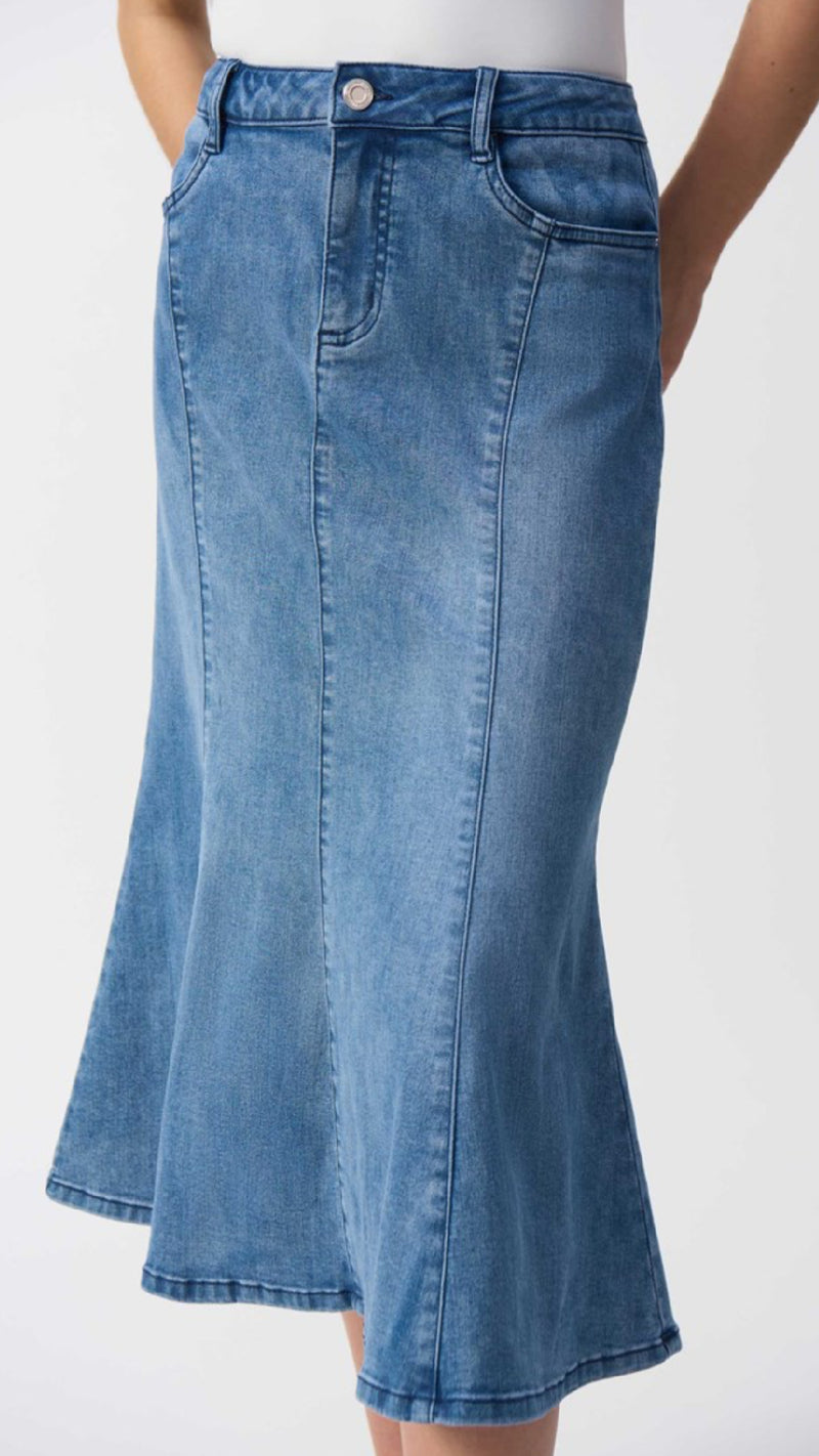 Joseph Ribkoff Stretch Denim Trumpet Skirt