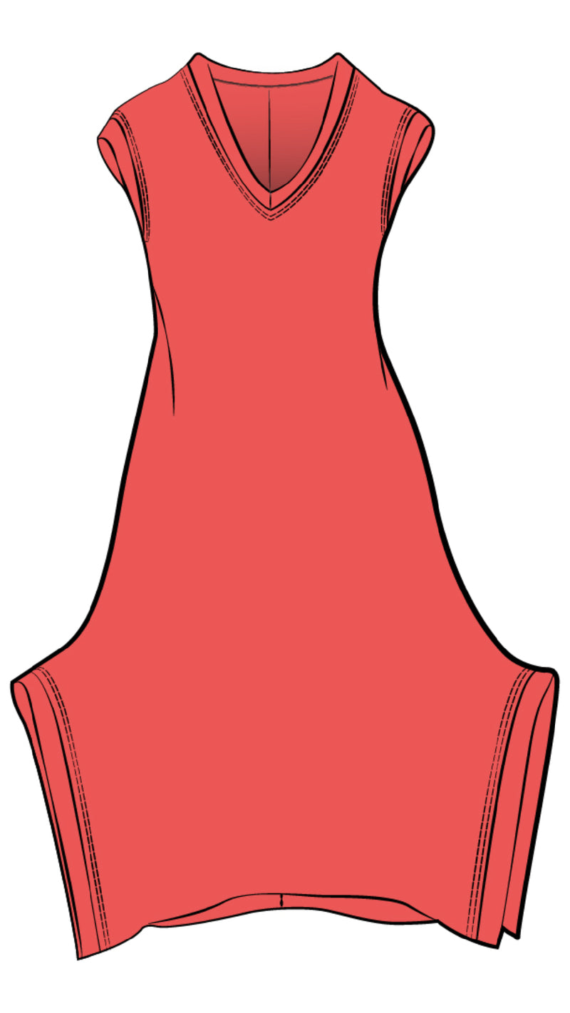 Splice V-Neck Dress, Cap Sleeve