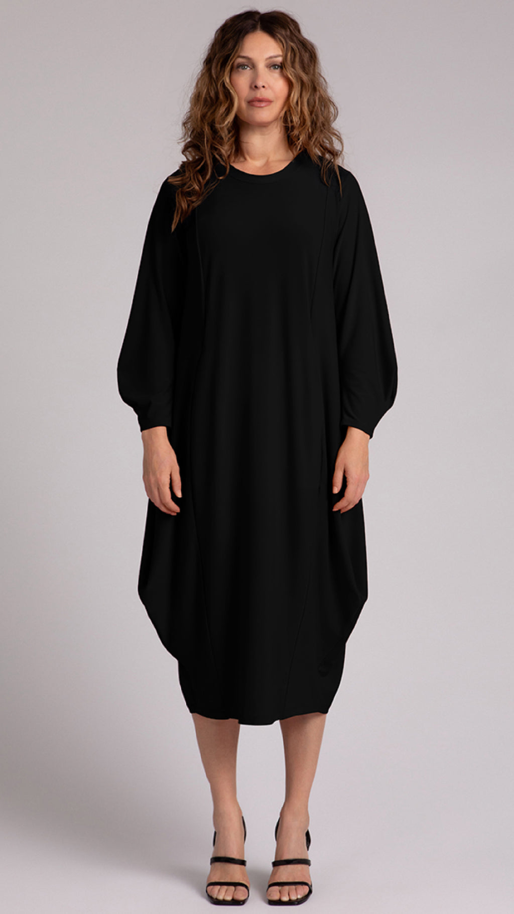 Easy Crew Neck Lantern Dress