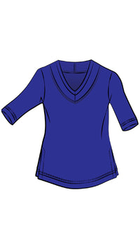 Splice V-Neck Go To Top, Elbow Sleeve