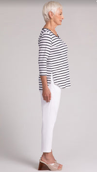 Striped Go To Classic T-Relax, 3/4 Sleeve