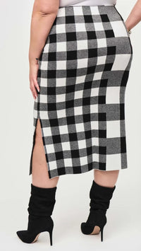 Joseph Ribkoff Plaid Jacquard Knit Skirt (Sale)