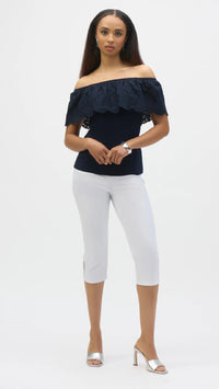 Joseph Ribkoff Silky Knit And Eyelet Lace Off-Shoulder Top