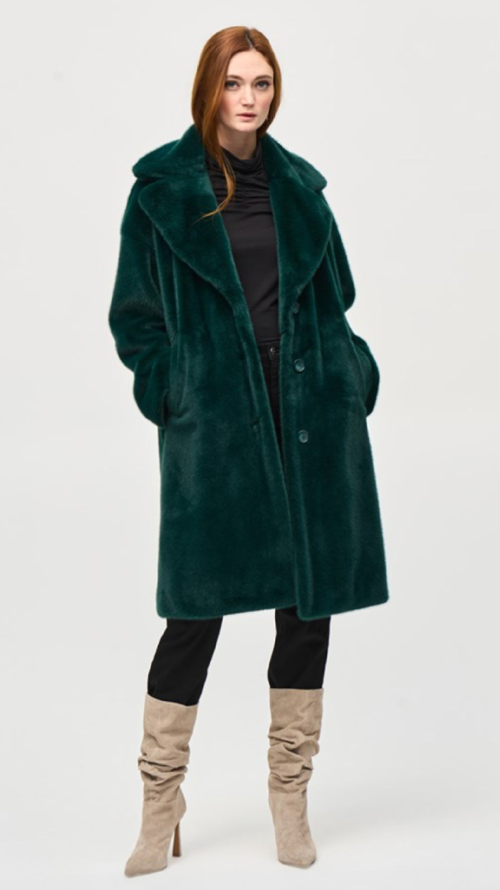 Joseph Ribkoff Faux Fur Straight Coat (selected colours on sale)