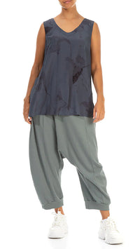 Taper Baggy Sage Cotton Trousers