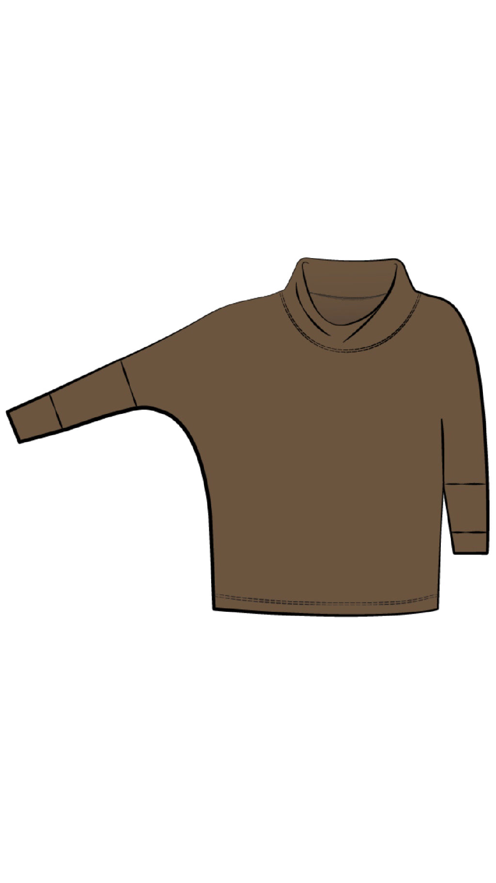 Slouch Sweat Shirt No Ties, 3/4 Sleeve