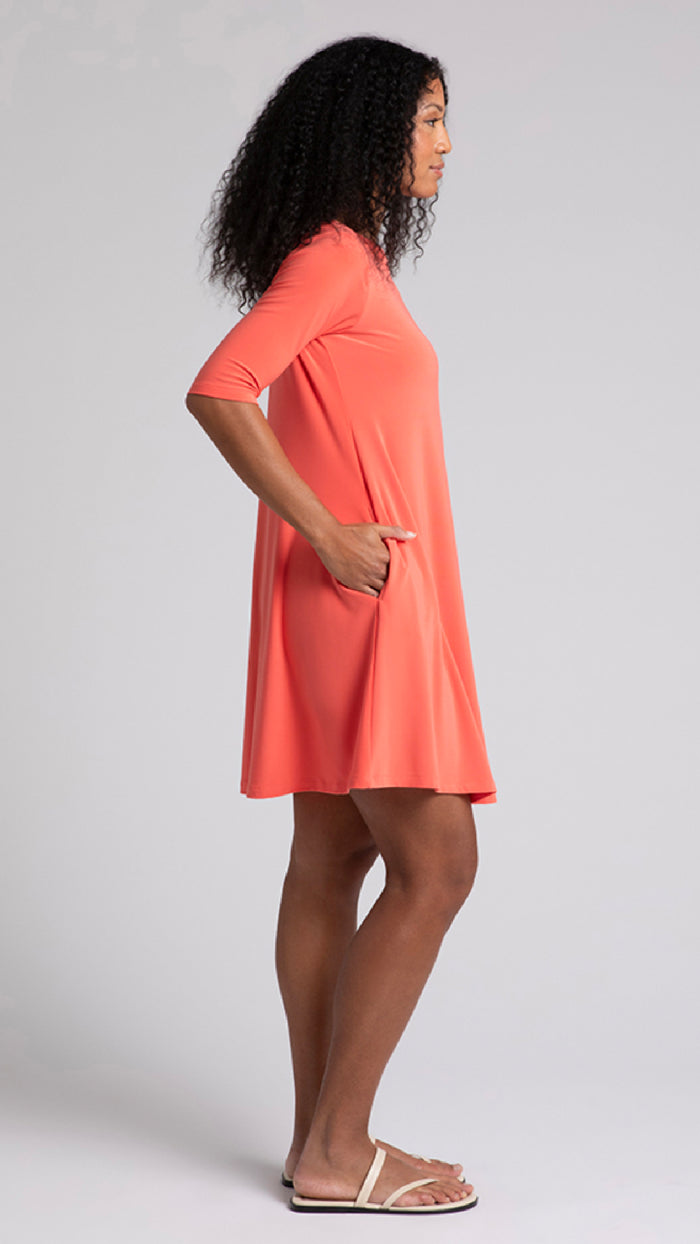 Nu Trapeze Dress, Elbow Sleeve