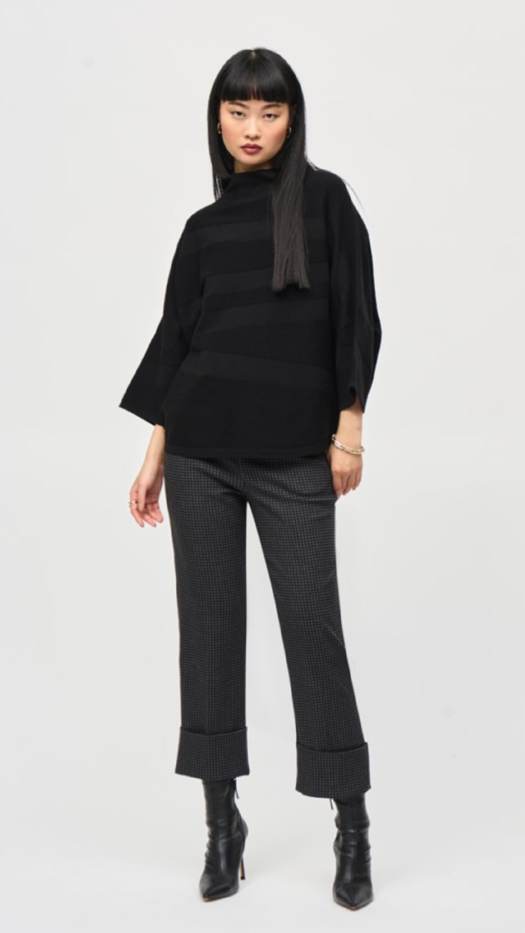 Joseph Ribkoff Sweater Knit Mock Neck Boxy Top (Selected Color on Sale)