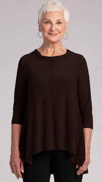 Flounce Top w/ Wide Funnel Collar, 3/4 Sleeve