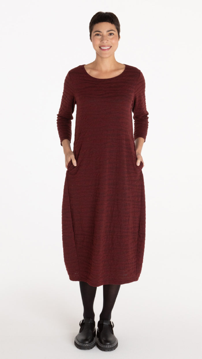 3/4 Sleeve Dress-Textured Char