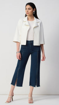 Culotte Jeans With Embellished Front Seam