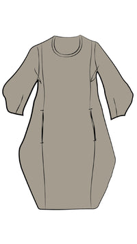 Easy Crew Neck Lantern Dress