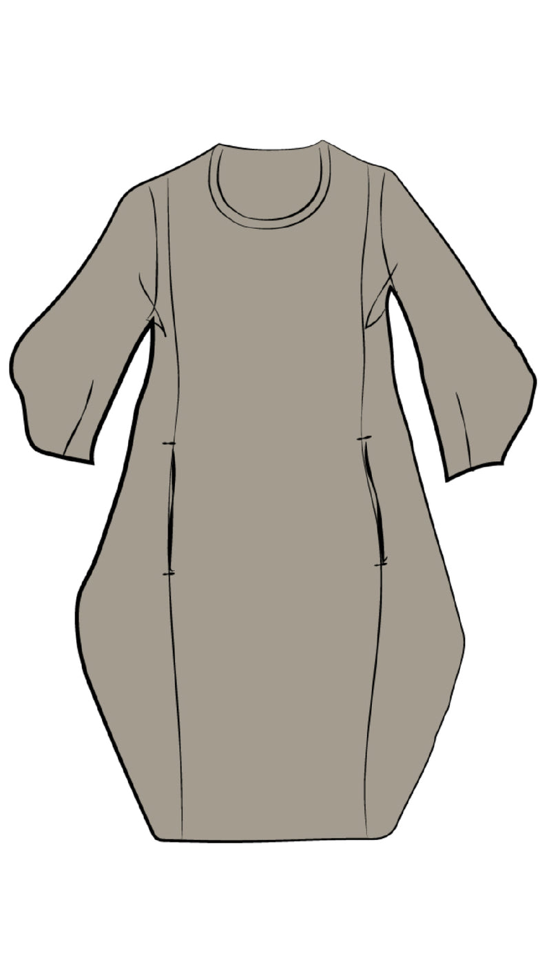 Easy Crew Neck Lantern Dress