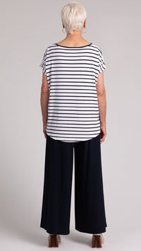 Striped Dolman Pocket Top, Cap Sleeve